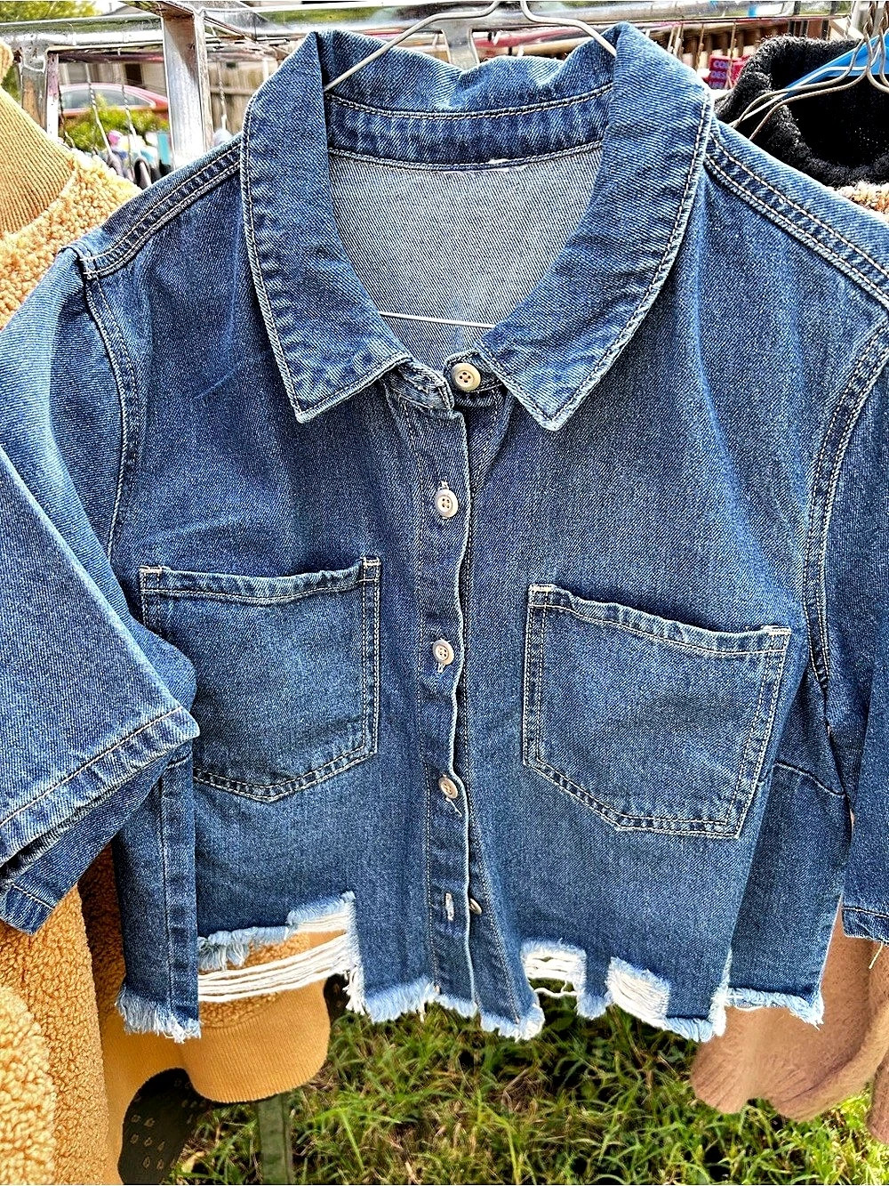 Women's Blue Denim Cropped Top